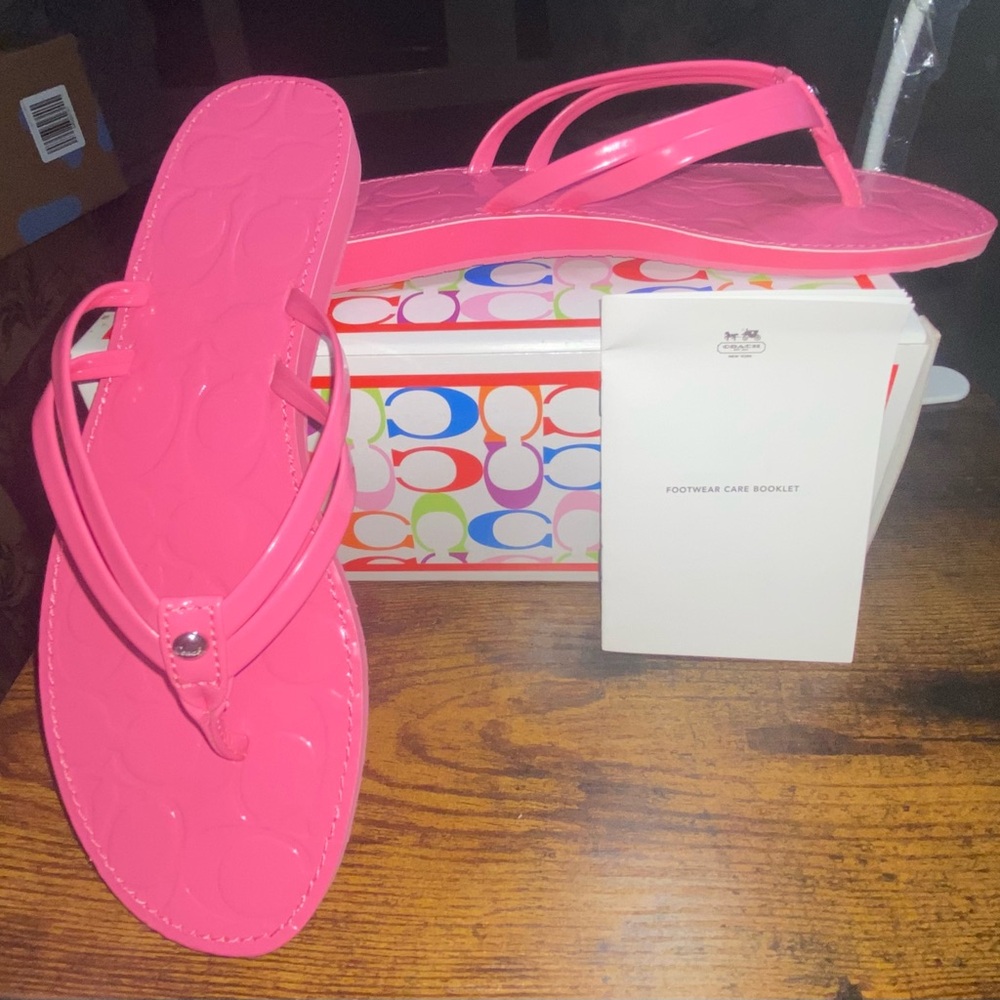 SOLD! Coach Vibrant Pink Sandals